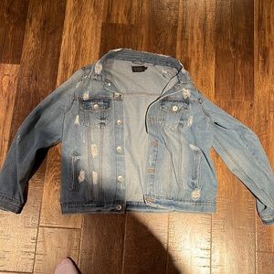 Large Jean Jacket with rips- worn once or twice